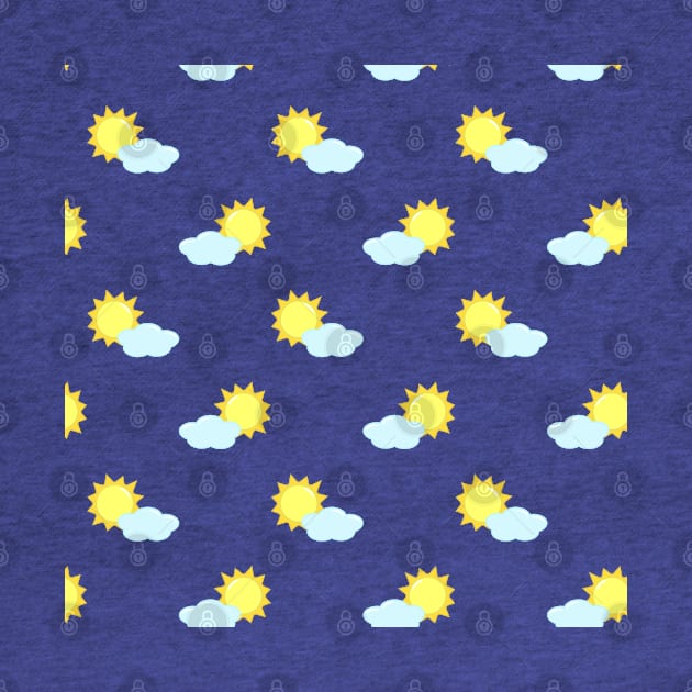 Sun and Clouds Pattern 2 in Blue by Kelly Gigi